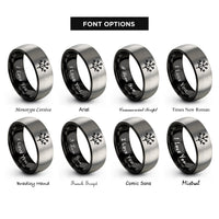 font options for inside engraving on black & silver binary tree rings
