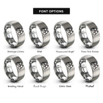 font options for inside engraving on grey binoculars rings