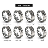 font options for inside engraving on grey binoculars rings