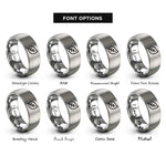 font options for inside engraving on grey biodegradable leaf rings