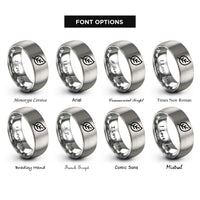 font options for inside engraving on grey biodegradable leaf rings