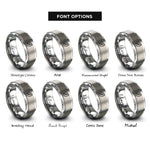 font options for inside engraving on silver biodegradable leaf rings