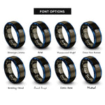 font options for inside engraving on gunmetal & blue biodegradable leaf rings