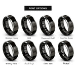 font options for inside engraving on black & silver biohazard rings