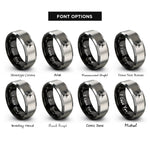 font options for inside engraving on black & silver biohazard rings
