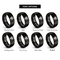 font options for inside engraving on black biohazard rings