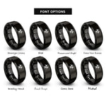 font options for inside engraving on black biohazard rings
