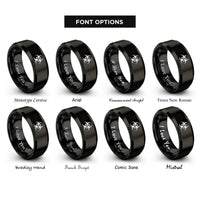font options for inside engraving on black biohazard rings