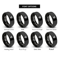 font options for inside engraving on black biohazard rings