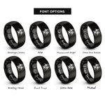 font options for inside engraving on black biohazard rings