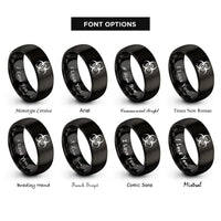 font options for inside engraving on black biohazard rings