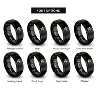 font options for inside engraving on black biohazard rings