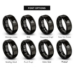 font options for inside engraving on black biohazard rings