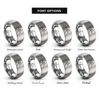 font options for inside engraving on grey biohazard rings