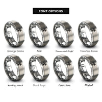 font options for inside engraving on grey biohazard rings