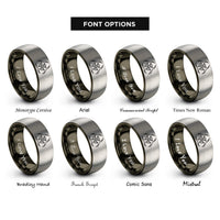font options for inside engraving on gunmetal & grey biohazard rings