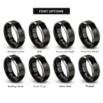 font options for inside engraving on black & grey biohazard symbol rings