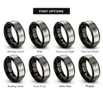 font options for inside engraving on black & silver biohazard symbol rings