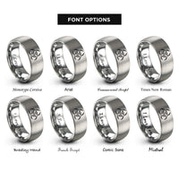 font options for inside engraving on gray biohazard symbol rings