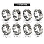 font options for inside engraving on silver biohazard symbol rings