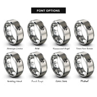 font options for inside engraving on silver biohazard symbol rings