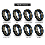font options for inside engraving on gunmetal & blue biohazard symbol rings