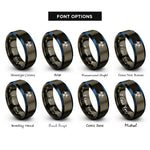 font options for inside engraving on gunmetal & blue biohazard symbol rings