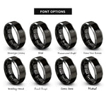 font options for inside engraving on black & silver birch leaf twig rings