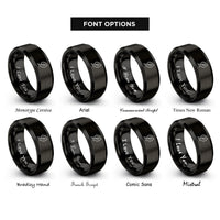 font options for inside engraving on black birch leaf twig rings