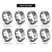 font options for inside engraving on gray birch leaf twig rings