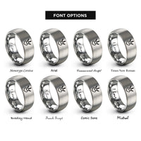 font options for inside engraving on silver bird footprint heart rings
