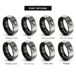 font options for inside engraving on black & grey bird nest eggs rings