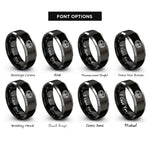font options for inside engraving on black & silver bird nest eggs rings