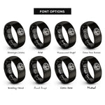 font options for inside engraving on black bird nest eggs rings