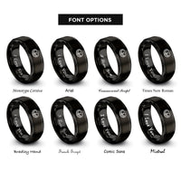 font options for inside engraving on black bird nest eggs rings