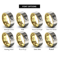 font options for inside engraving on gold & grey bird nest eggs rings