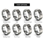 font options for inside engraving on gray bird nest eggs rings