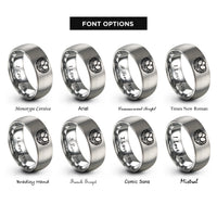 font options for inside engraving on gray bird nest eggs rings