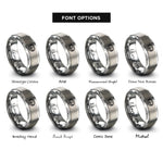 font options for inside engraving on gray bird nest eggs rings