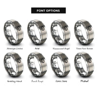 font options for inside engraving on gray bird nest eggs rings