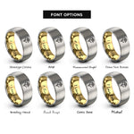 font options for inside engraving on gold & gray bird of paradise rings
