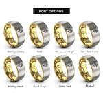 font options for inside engraving on gold & grey bird of paradise rings