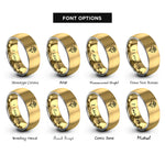 font options for inside engraving on gold & grey bird of paradise rings