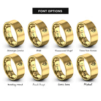 font options for inside engraving on gold bird of paradise rings