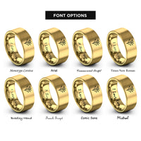 font options for inside engraving on gold bird of paradise rings