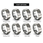 font options for inside engraving on silver bird of paradise rings