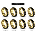 font options for inside engraving on black & gold bird on branch rings