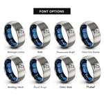 font options for inside engraving on blue & grey bird on branch rings