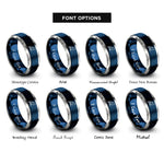 font options for inside engraving on blue & gray bird on branch rings