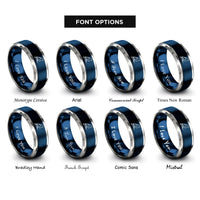 font options for inside engraving on blue & gray bird on branch rings